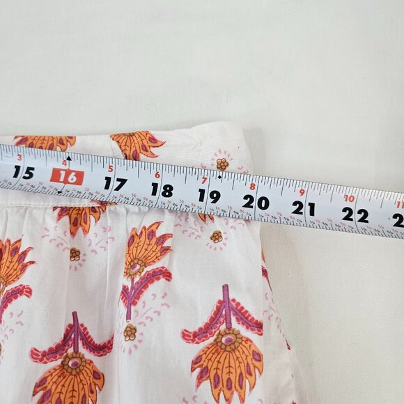 J Crew Women Floral Boho Skirt Midi Peasant Cotton Size 18 White Pink Orange - Picture 15 of 15